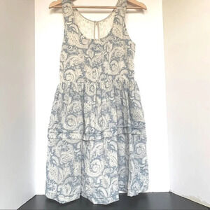 ANTHROPOLOGIE Blue & White Paisley Mini Dress S